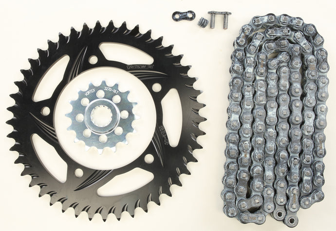 SPROCKET/CHAIN KIT STL/ALU 16/45T BLK RX3 520-112L BLK CK6305 image 1