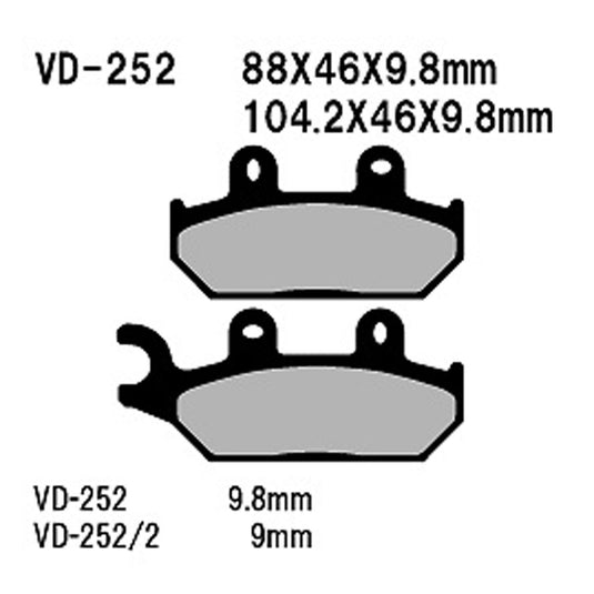 VESRAH SEMI-METALLIC BRAKE PADS, VD-252