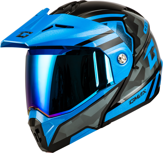 MD-74 STRIKER MODULAR HELMET W/BLU SHLD BLK/GRY/BLU MTLC XS M17411243 image 1