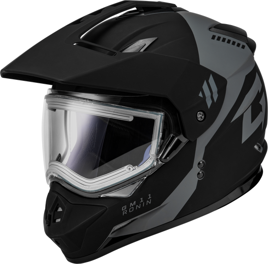GM-11S RONIN SNOW HELMET W/ ELEC SHLD MATTE BLK/SILVER 3X A4115819 image 1