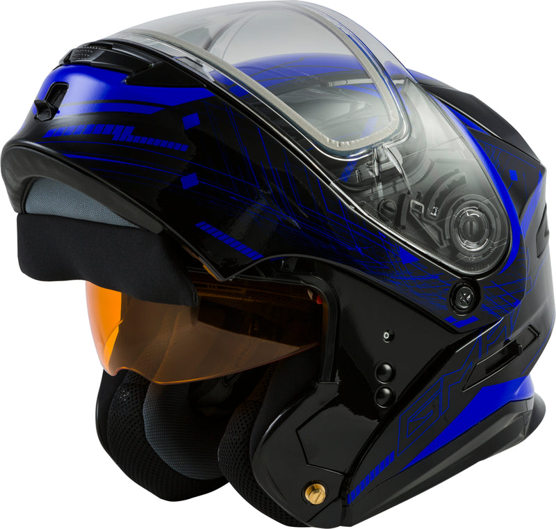 Load image into Gallery viewer, MD-01S MODULAR WIRED SNOW HELMET BLACK/BLUE XS G2011213D TC-2-ECE image 2
