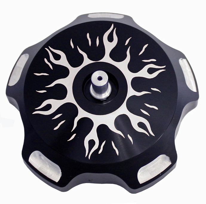 BILLET GAS CAP (BLACK FLAMES) GC1-FRBLK image 1