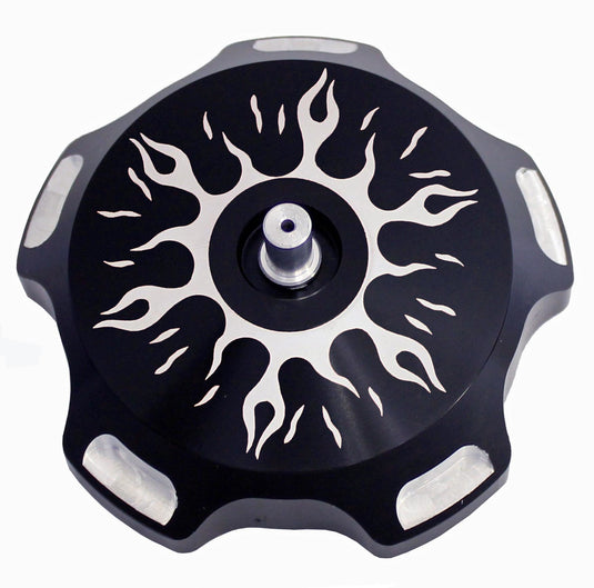 BILLET GAS CAP (BLACK FLAMES) GC1-FRBLK image 1