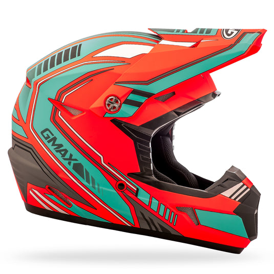 YOUTH MX-46Y OFF-ROAD UNCLE HELMET MATTE ORANGE/TEAL YL G3467732 TC-27 image 2