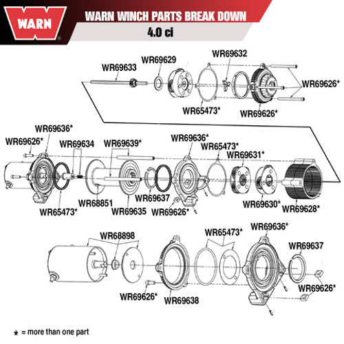 WARN WINCH CARRIER ASSEMBLY STAGE 2 - 3.0CI/4.0CI