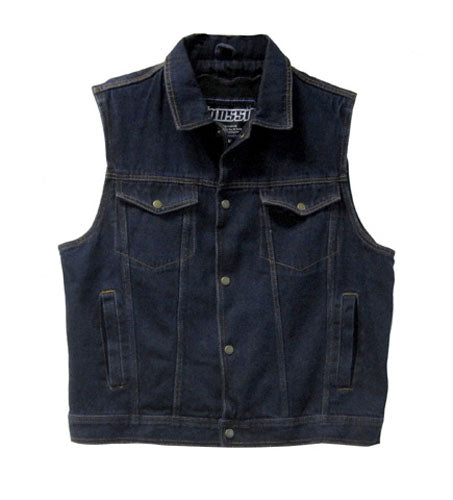 MOSSI MENS DENIM VEST SIZE 40 NAVY BLUE