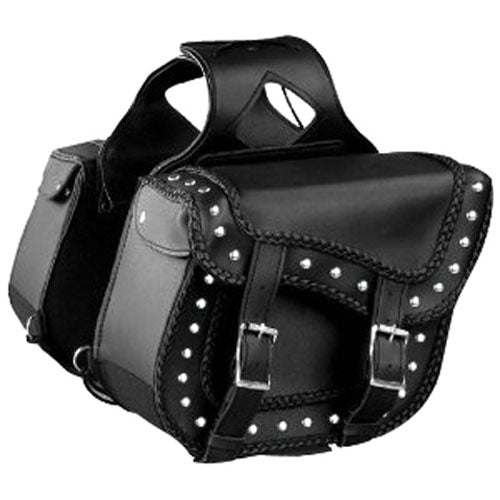 ZIP OFF 2 PIECE STUDDED SADDLEBAG 12X9X6X17.5 BLACK