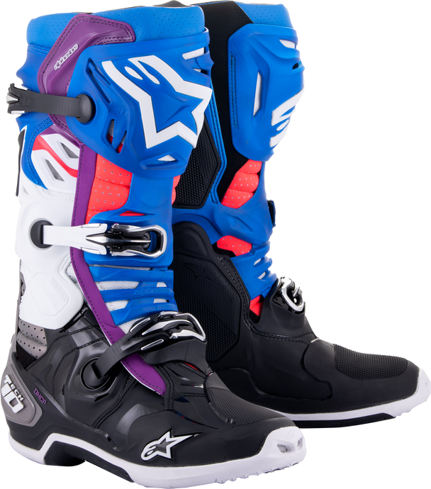TECH 10 SUPERVENTED BOOTS BLK/ENAMEL BLU/PUR/WHT SZ 9 2010520-1792-9 image 1