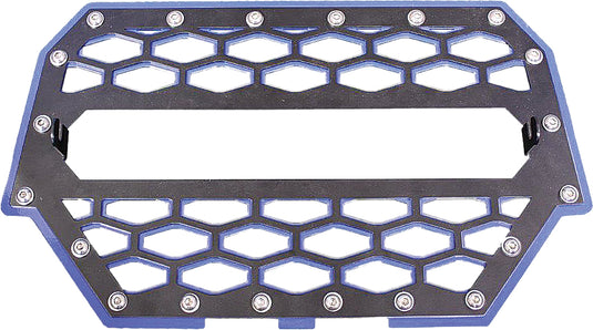 2-PANEL FRONT GRILL BLACK/BLUE W/LIGHT MOUNT RZR-FGL-1K-BL image 1