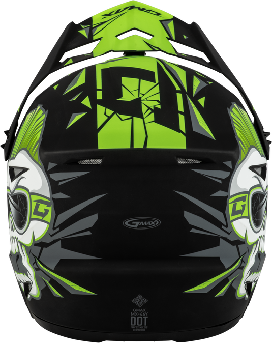 YOUTH MX-46Y UNSTABLE HELMET MATTE BLACK/GREEN YM D3465221 image 2