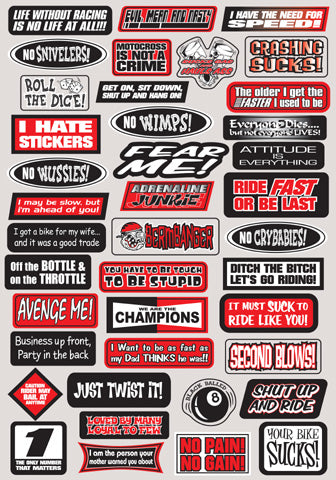 FX 2015 SPONSOR/LOGO STICKER SHEETS FUN PHRASES STICKER KIT