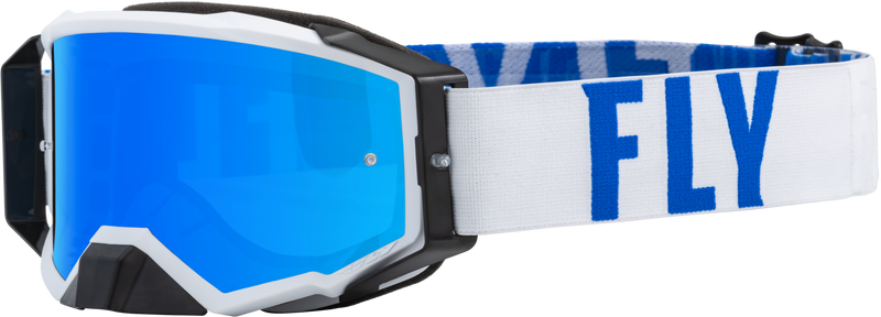 Load image into Gallery viewer, ZONE PRO GOGGLE WHITE/BLUE W/ SKY BLUE MIRROR/SMOKE LENS 37-51903 image 1
