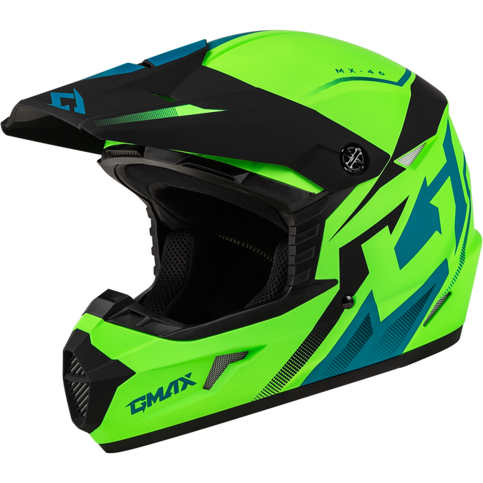 MX-46 COMPOUND HELMET MATTE HI-VIS GREEN/BLK/BLUE XS D3464413 image 1