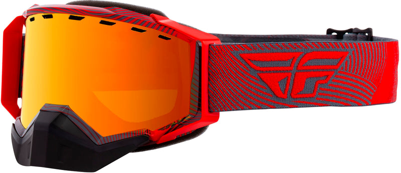 Load image into Gallery viewer, ZONE SNOW GOGGLE RED/GREY W/ORANGE MIRROR/SMOKE LENS FLB-055 image 1
