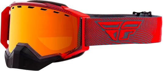 ZONE SNOW GOGGLE RED/GREY W/ORANGE MIRROR/SMOKE LENS FLB-055 image 1