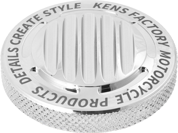 NX LVL GAS CAP FINNED CHROME DUMMY CAP FOR M8 LH KFC-06 image 1