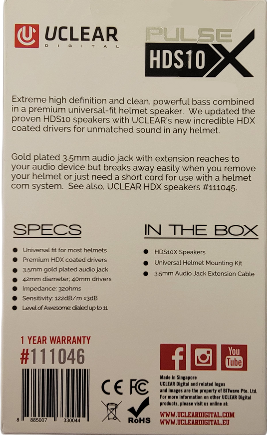 HDS10X HELMET SPEAKERS 40MM DIAMETER  3.5MM JACK 111046 image 2