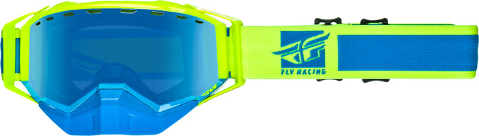 ZONE SNOW GOGGLE HI-VIS YELLOW /BLUE W/SKY BLUE/BLUE LENS FLB-005 image 1