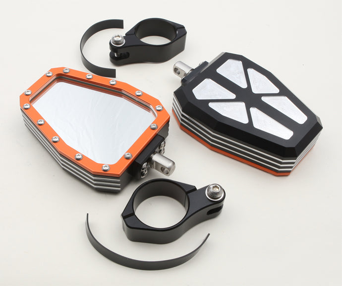 BILLET SIDE MIRRORS DIAMOND W/BEZEL ORANGE 2