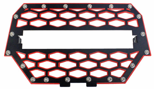 2-PANEL FRONT GRILL BLACK/RED W/LIGHT MOUNT RZR-FGL-1K-RD image 1