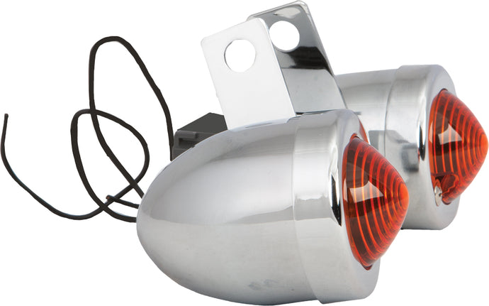 BULLET MARKER LIGHT W/BRKT CHR AMBER LENS SINGLE FILAMENT 201045 image 1