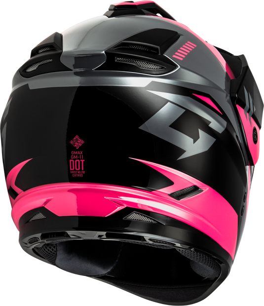GM-11S RONIN SNOW HELMET W/ ELEC SHIELD BLACK/GREY/PINK LG A41151266 image 4