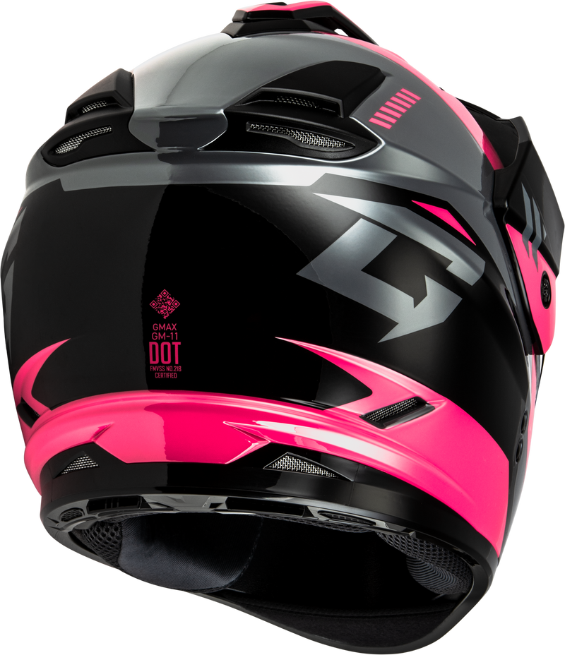 Load image into Gallery viewer, GM-11S RONIN SNOW HELMET W/ ELEC SHIELD BLACK/GREY/PINK SM A41151264 image 4
