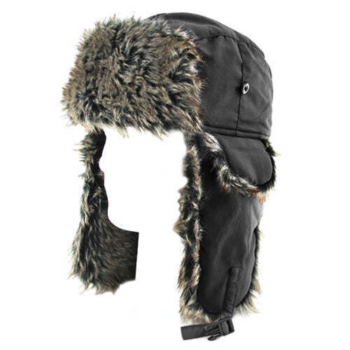 TROOPER HAT W/ GREY FUR, BLACK WTH114