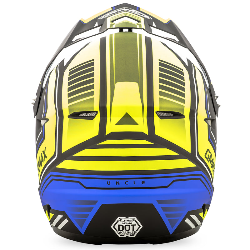 Load image into Gallery viewer, MX-46 OFF-ROAD UNCLE HELMET MATTE BLK/HI-VIS YEL/BLUE LG G3467686N TC-24 image 3
