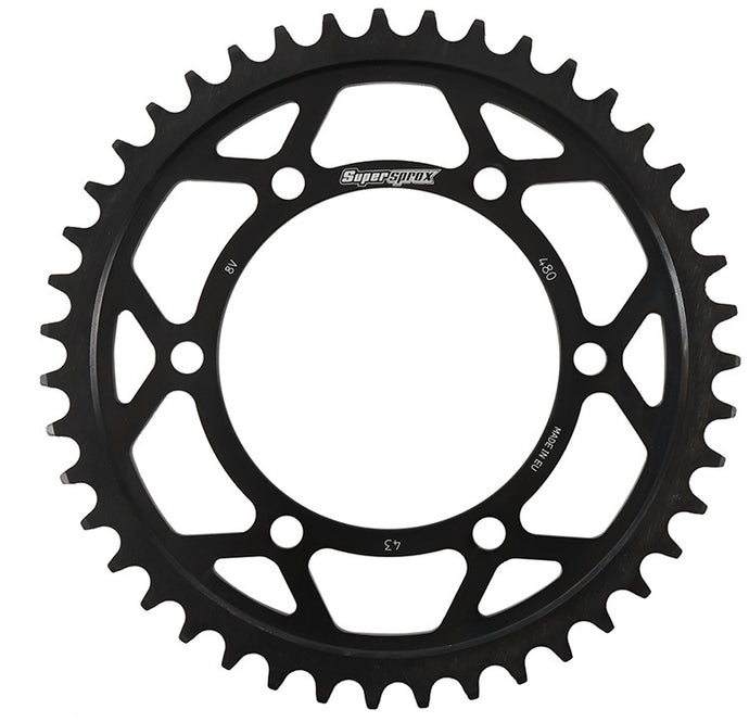 REAR EDGE SPROCKET STEEL 43T-525 BLK SUZ/YAM RFA-480-43-BLK image 1