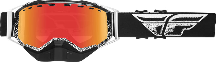 ZONE SNOW GOGGLE BLACK/WHITE RED MIRROR/BROWN LENS FLB-007 image 1