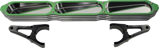 3-PANEL REAR VIEW MIRROR W/BEZEL GREEN 2