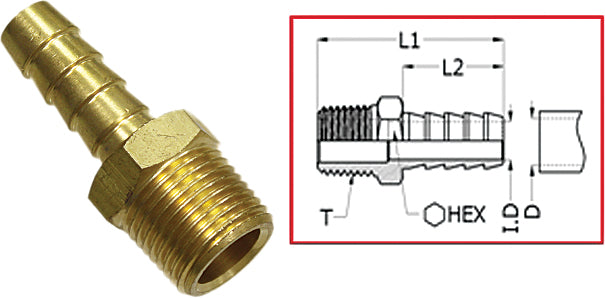 1/4 PIPE TO 3/8 HOSE BARB FITT MR-07305 image 1