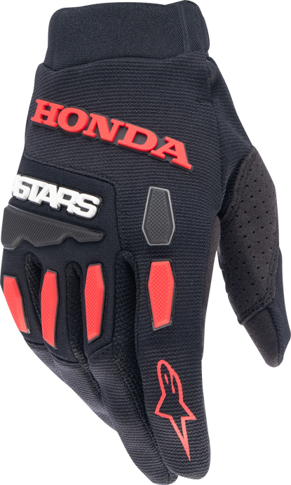 HONDA FULL BORE GLOVES BLACK/BRIGHT RED LG 3563823-1303-L image 1