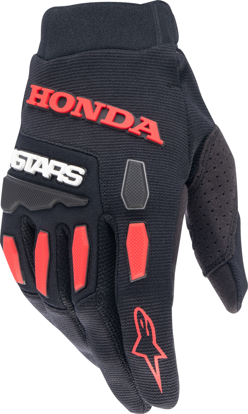 Load image into Gallery viewer, HONDA FULL BORE GLOVES BLACK/BRIGHT RED LG 3563823-1303-L image 1
