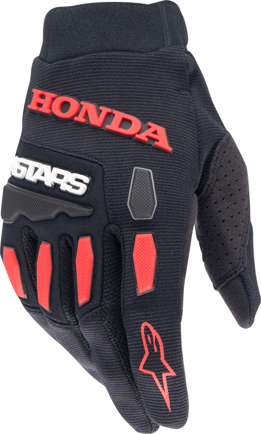 HONDA FULL BORE GLOVES BLACK/BRIGHT RED LG 3563823-1303-L image 1