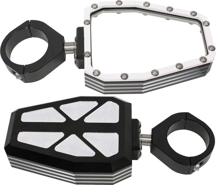 BILLET SIDE MIRRORS DIAMOND W/BEZEL WHITE 1.75