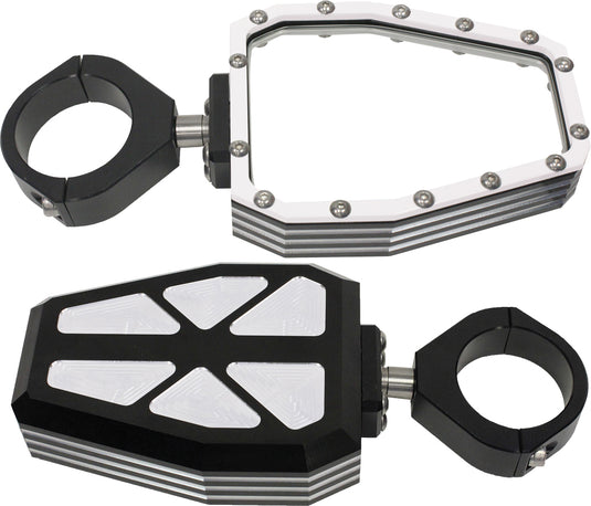 BILLET SIDE MIRRORS DIAMOND W/BEZEL WHITE 1.75