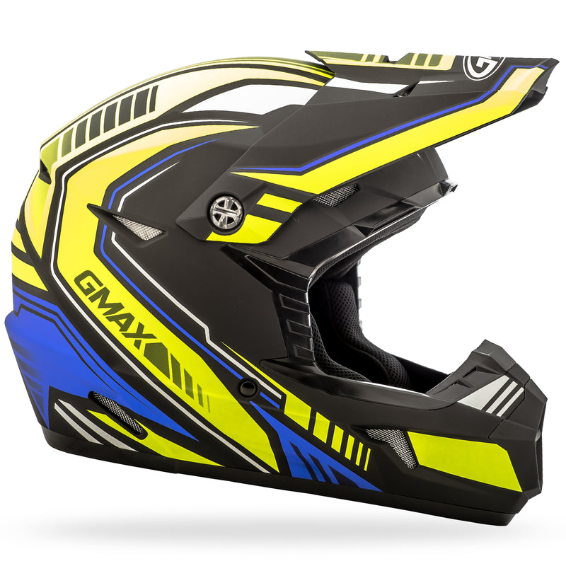 Load image into Gallery viewer, MX-46 OFF-ROAD UNCLE HELMET MATTE BLK/HI-VIS YEL/BLUE LG G3467686N TC-24 image 2

