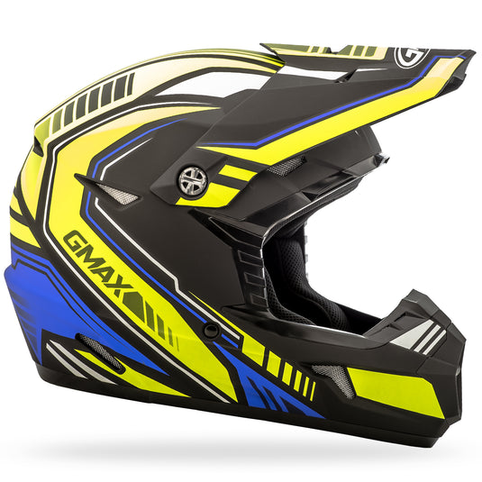 MX-46 OFF-ROAD UNCLE HELMET MATTE BLK/HI-VIS YEL/BLUE XS G3467683N TC-24 image 2