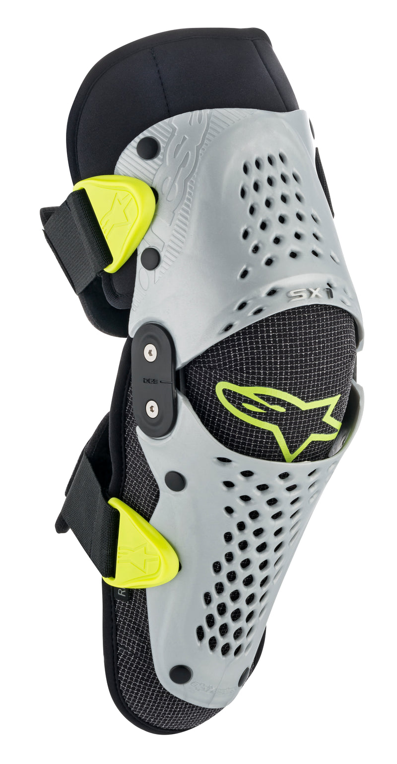 Load image into Gallery viewer, YOUTH SX-1 KNEE GUARDS SILVER/YELLOW LG/XL 6546319-195-L/XL image 1
