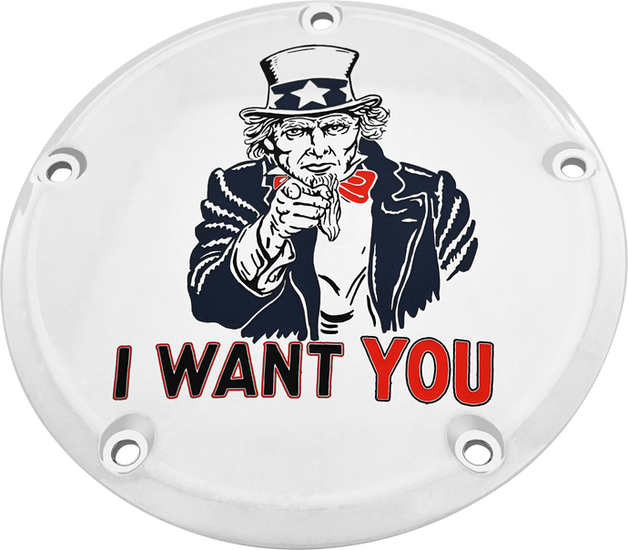 7   M8 TOURING DERBY COVER UNCLE SAM CHROME PATR10-46 image 1