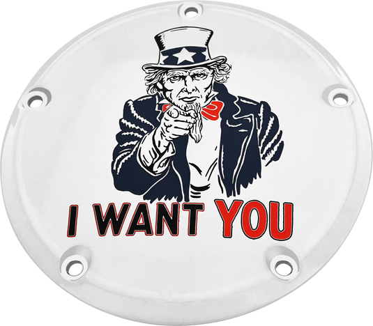 7   M8 TOURING DERBY COVER UNCLE SAM CHROME PATR10-46 image 1