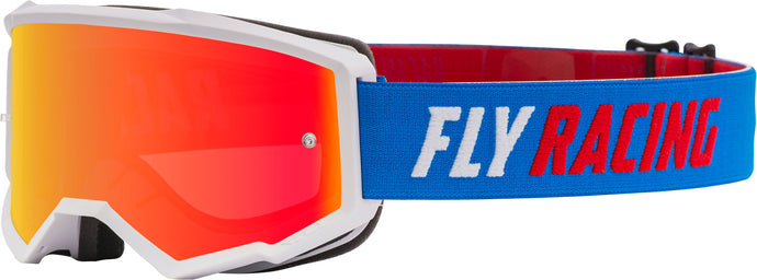 ZONE YOUTH GOGGLE BLUE/WHT/RED W/RED MIRROR/SMOKE LENS W/POST FLC-035 image 1