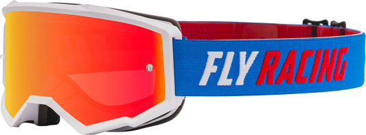 ZONE YOUTH GOGGLE BLUE/WHT/RED W/RED MIRROR/SMOKE LENS W/POST FLC-035 image 1