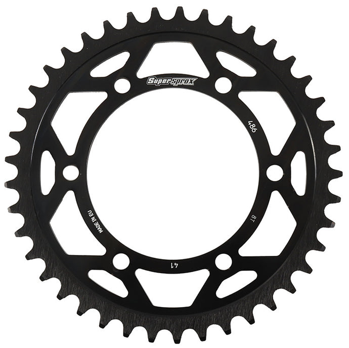 REAR EDGE SPROCKET STEEL 41T-520 BLK HON/KAW/SUZ/YAM RFA-486-41-BLK image 1