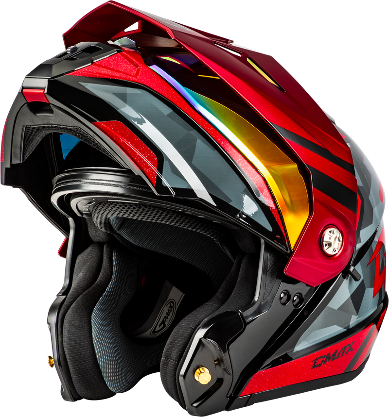 Load image into Gallery viewer, MD-74 STRIKER MODULAR HELMET W RED SHIELD BLK/GRY/RD MTLC XL M17411157 image 5
