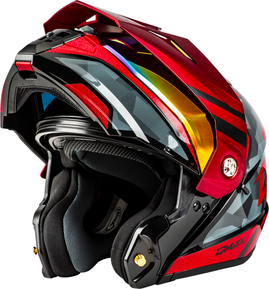 MD-74 STRIKER MODULAR HELMET W RED SHIELD BLK/GRY/RD MTLC XL M17411157 image 5