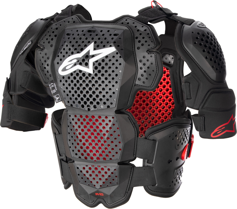 Load image into Gallery viewer, A-10 V2 FULL CHEST PROTECTOR ANTHRACITE/BLACK/RED MD/LG 6700523-1431-M/L image 2
