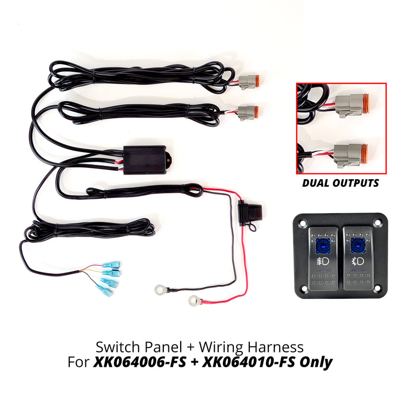 Load image into Gallery viewer, 2 SWITCH ROCKER PANEL 2 OUTPUT WIRE STROBE COMBO XK064-WIRE-2OP image 2
